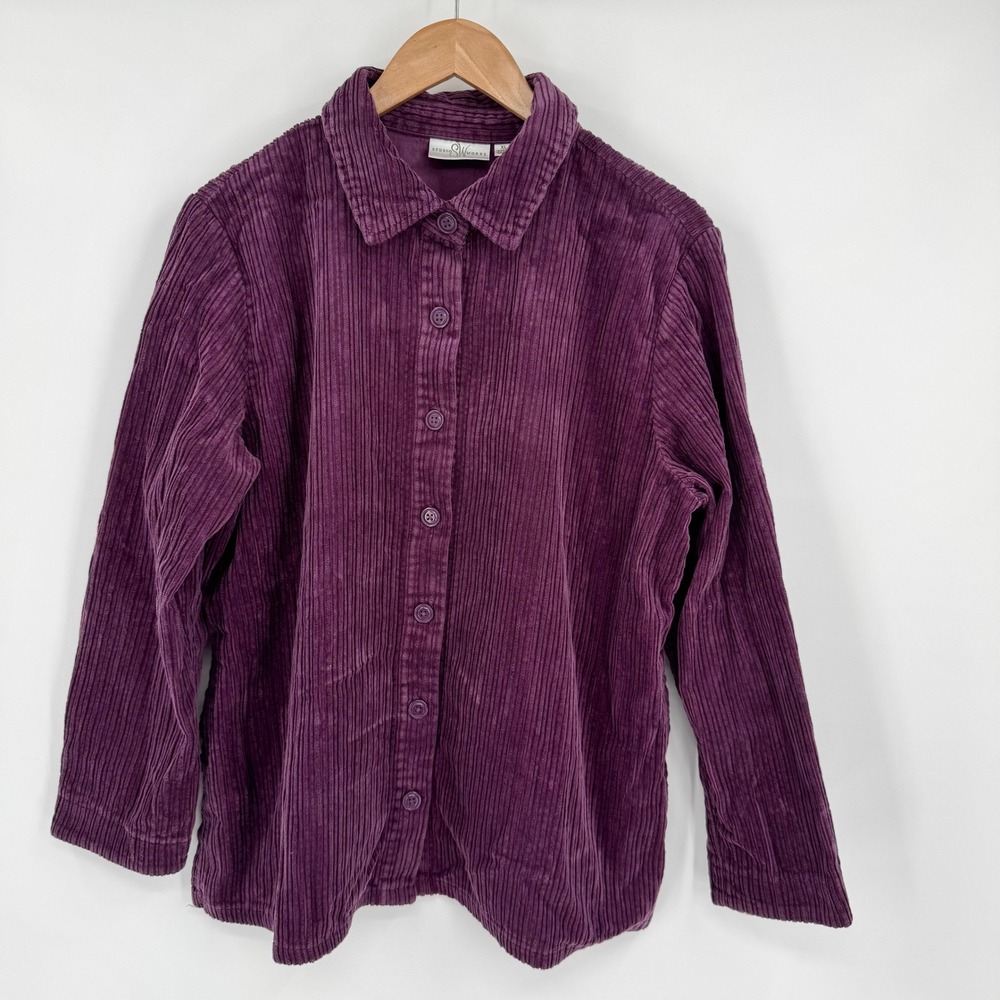 Studio Works Purple Corduroy Long Sleeve Button Up Shacket Women's XL